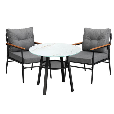 Outdoor Dining Set 3PC/5Pc Lounge Setting Table Storage Shelf