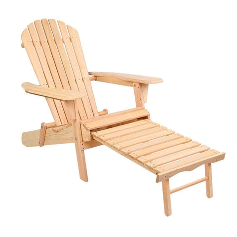 Outdoor Chairs - Natural Wood Sun Lounge