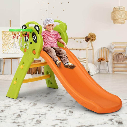 Outdoor Kids Slide Basketball Play Set Orange