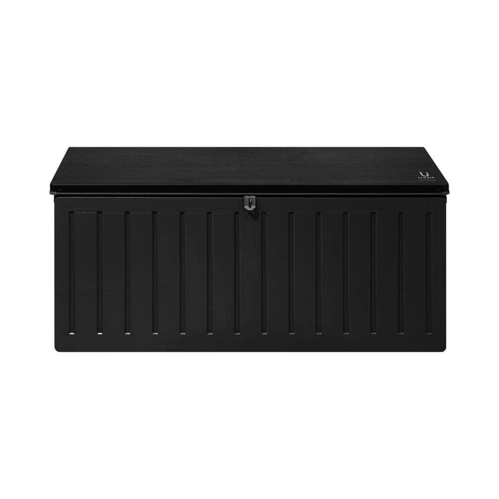 Outdoor Storage Box Bench 490L Cabinet Container Garden Deck Tool Black