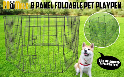 Pet Playpen Foldable Dog Cage 8 Panel 30In With Cover