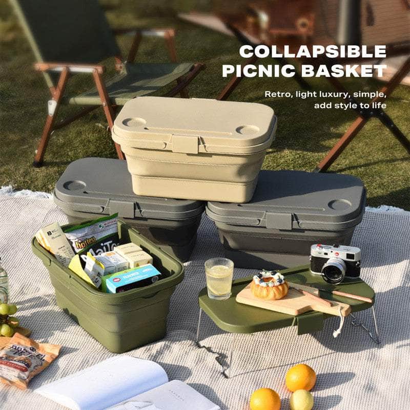 Portable 2-in-1 Outdoor Basket with Lid