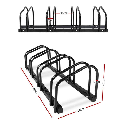 Portable Bike 4 Parking Rack Bicycle Instant Storage Stand - Black