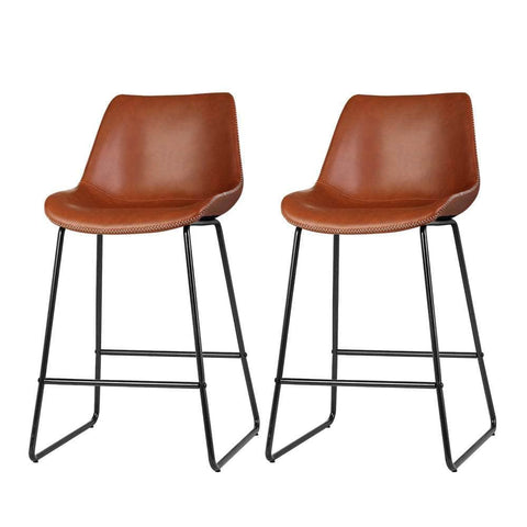 Bar Stools Kitchen Counter Barstools Leather Metal Chairs Brown
