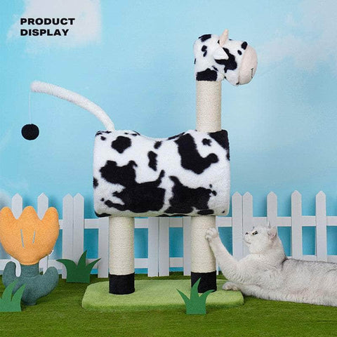86Cm Brand New Cow Cat Tree Scratching Tower With Hanging Toys