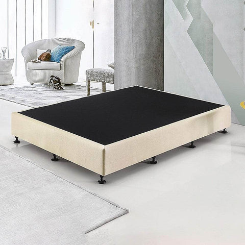 Queen Ensemble Bed Base Platinum Natural Sand Linen Fabric