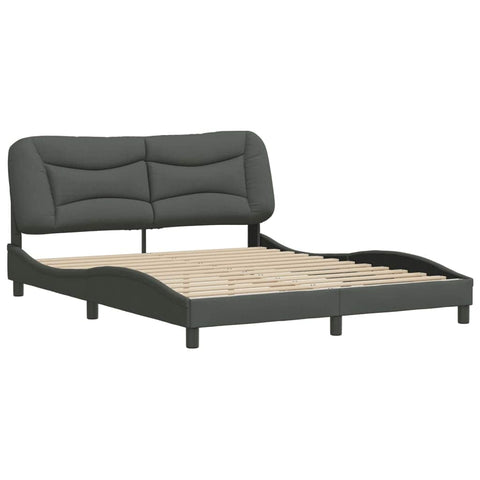 Queen Size Fabric Bed Frame with Headboard Dark Grey\Black