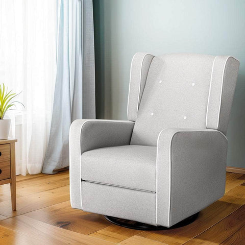 Recliner Armchair 360Â° Swivel Grey Fabric