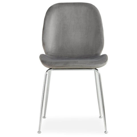 Dining Chair Set Of 2 Fabric Seat With Metal Frame - Grey