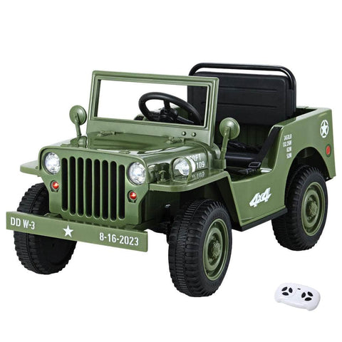Rigo Kids Electric Ride On Car Jeep Military Off Road Remote 12V Olive