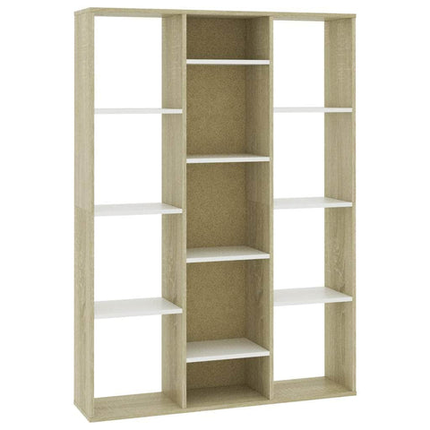 Room Divider/Book Cabinet White and Sonoma Oak Chipboard