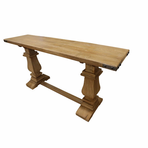 Rustic Mango Wood Console Table with Pedestal Design | 160cm - Honey Wash