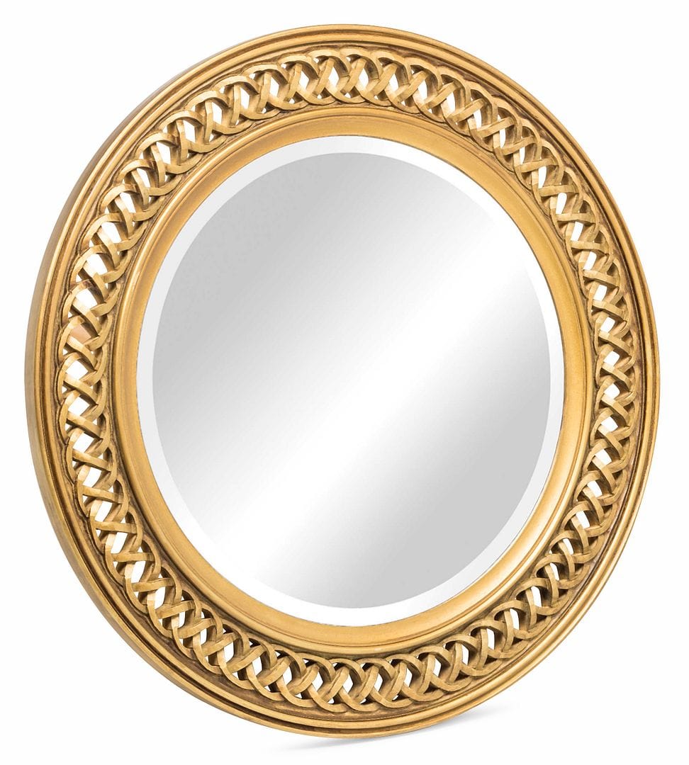 Rustic Wooden Round Mirror with Gold Finish: Bring some natural beauty,stunning gold finish
