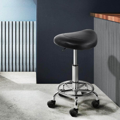 Saddle Salon Stool Black PU Swivel Barber Hair Dress Chair Hydraulic Lift