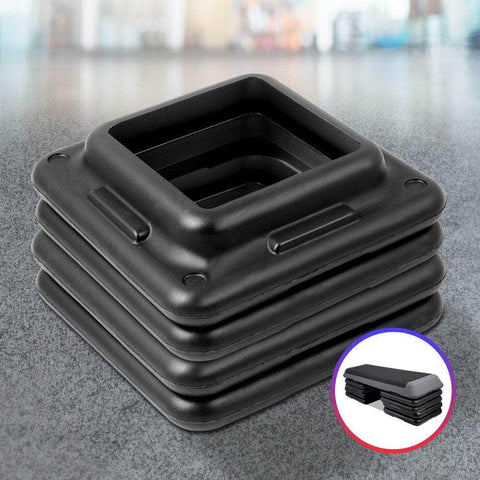 Set Of 4 Aerobic Step Risers Exercise Stepper Workout Gym Fitness Bench Platform