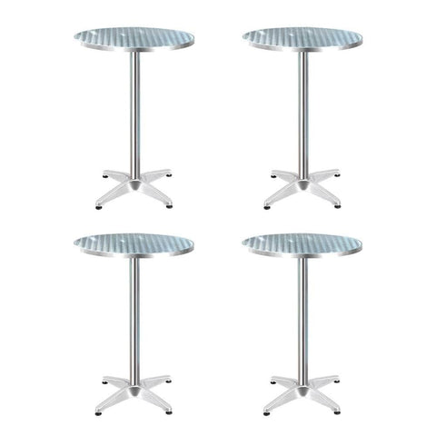 Set Of 4 Outdoor Bar Table Aluminium Round 70/110Cm