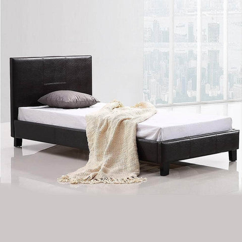 Single Pu Leather Bed Frame Brown