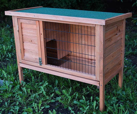 Single Wooden Pet Rabbit Hutch Guinea Pig Cage with Slide out Tray