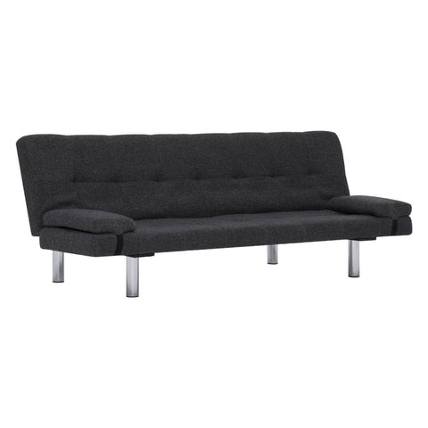 Sofa Bed with Two Pillows Dark Grey Polyester