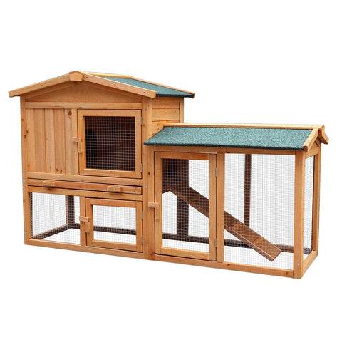 Spacious Wooden Chicken Coop & Rabbit Hutch + Ramp