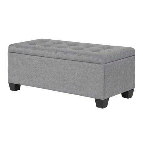 Storage Ottoman Blanket Box 97cm Linen Grey