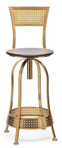 Swivel Kitchen Bar Stool Chair - Gold Black, High Back, Netted Design