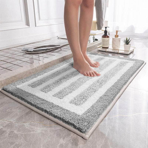 Stylish Striped Bath Mat - Non-Slip & Absorbent