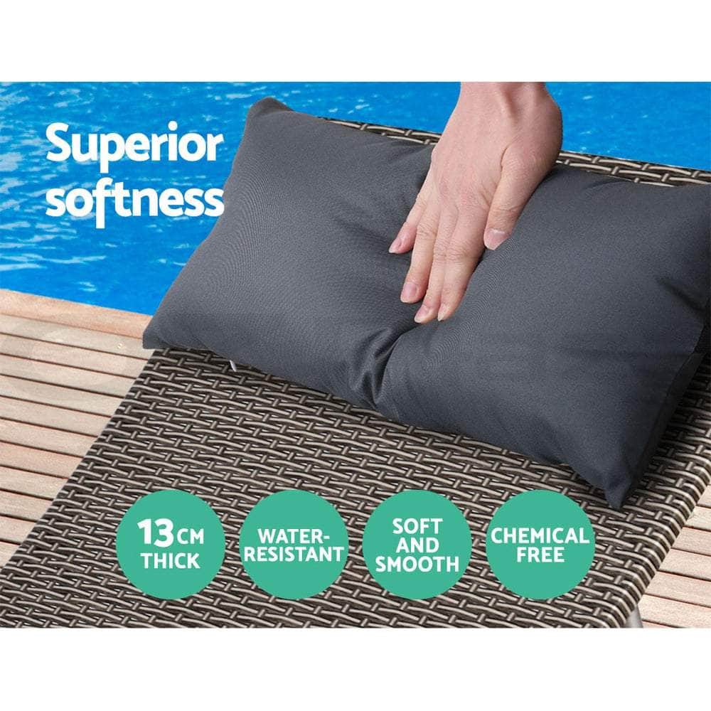 Sun Lounge Outdoor Furniture Wicker Lounger Rattan Day Bed Garden Patio Grey