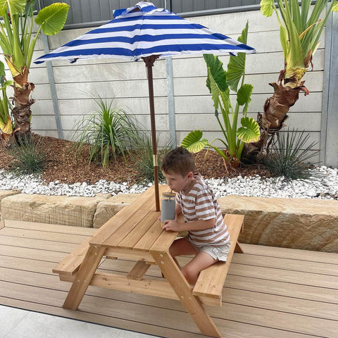 Sunrise Splash: Interactive Sand & Water Table with Umbrella