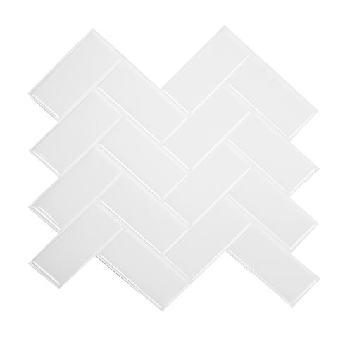 Tiles 3D Peel And Stick Wall Tile Herringbone White (30Cm X 30Cm X 10 Sheets)