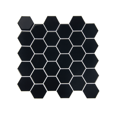Tiles 3D Peel And Stick Wall Tile Hexagonal Mosaic Black (30Cm X 30Cm X 10 Sheets)