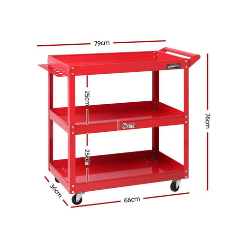 3-Tier Tool Cart Trolley Workshop Garage Storage Organizer Red