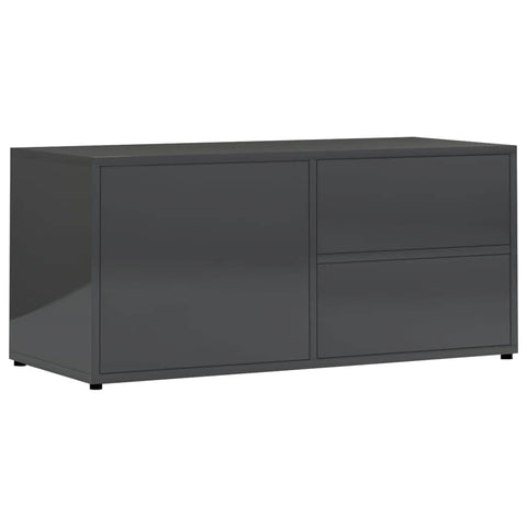 TV Cabinet High Gloss Grey Chipboard