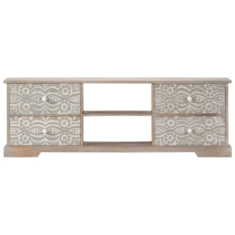 TV Cabinet With 4 Drawers Solid Acacia Wood