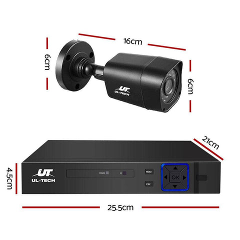 Ul-Tech 8Ch 5 In 1 Dvr Cctv Security System Video Recorder /W 8 Cameras 1080P Hdmi Black