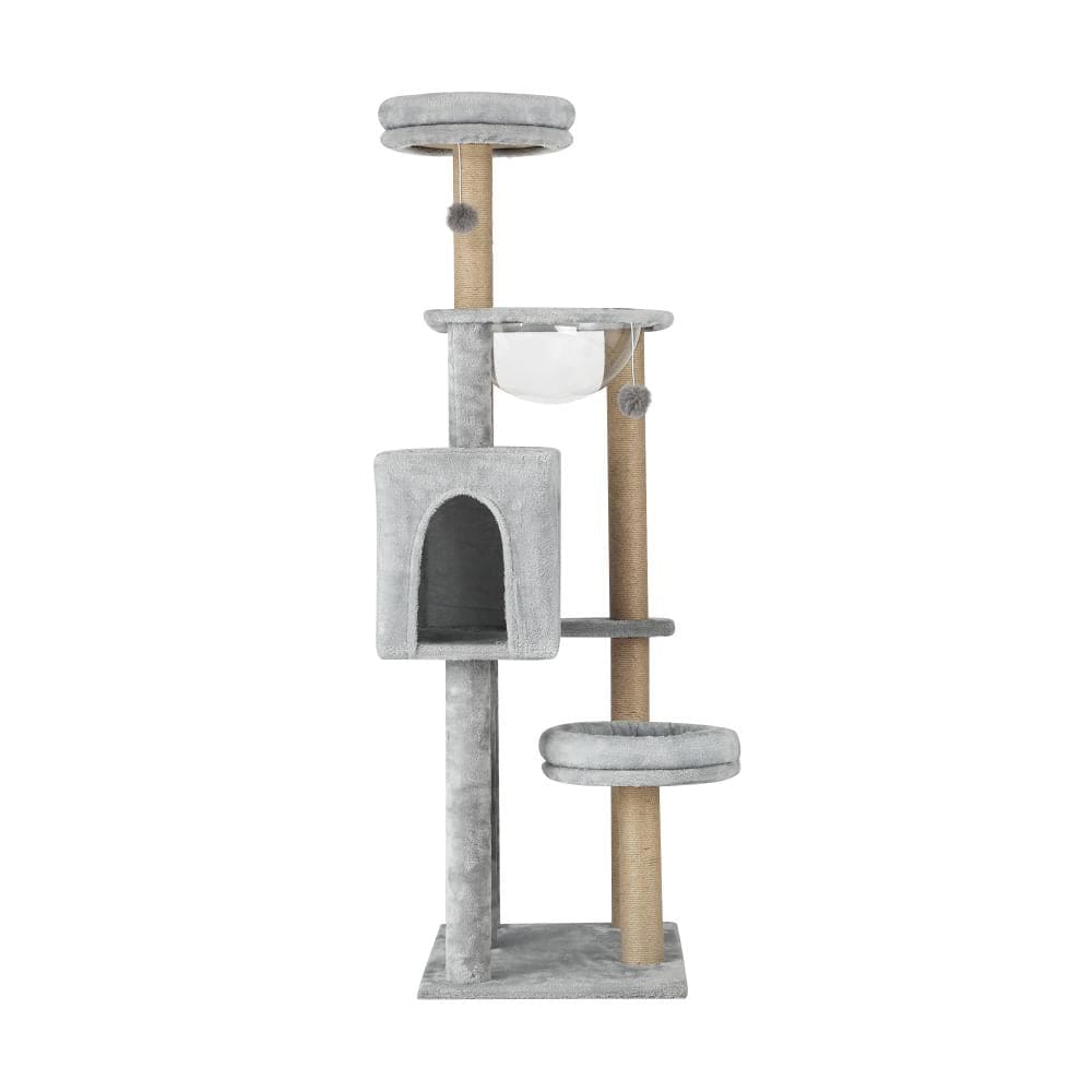Unleash Your Cat's Playfulness with the Grey Cat Tower Scratching Post