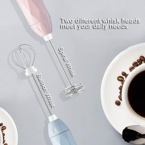 Usb Charging Handheld Milk Frother & Egg Beater With 2 Whisks