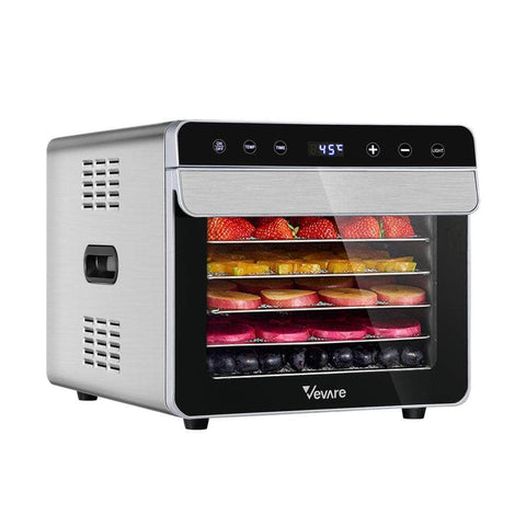 Vevare Food Dehydrators Stainless Steel Jerky Dehydrator Fruit Dryer 6/8 Trays