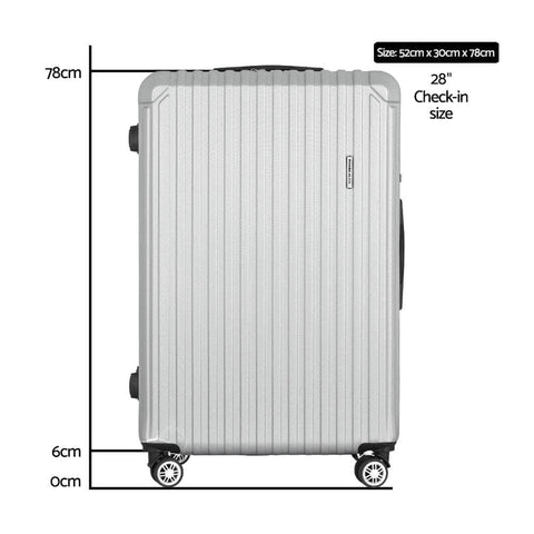 28-inch TSA Lock Hard Shell Luggage Set - Light Grey