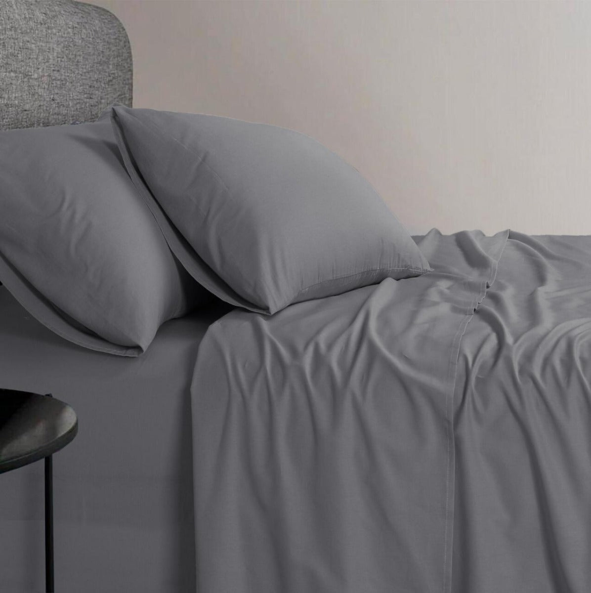 Linen 1200Tc Organic Cotton Single Grey Bed Sheet Set
