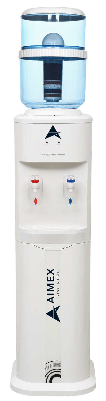 White Free Standing Hot And Cold-Water Dispenser With Filter Bottle