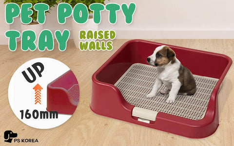 Dog Pet Potty Tray Training Toilet Raised Walls T1 Wine