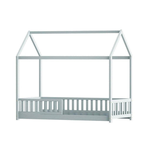 Bed Frame Wooden Kids House Frame Grey Rock