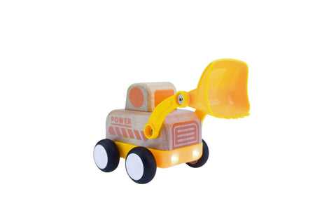 Wooden friction truck bulldozer with sound and light