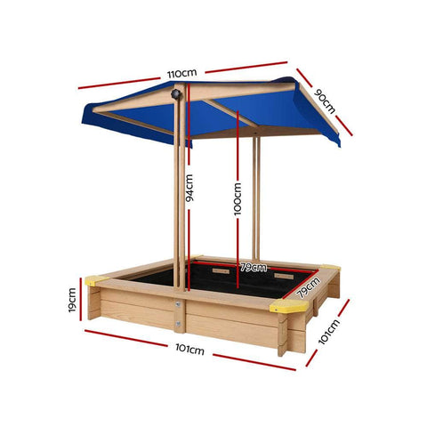Kids Wooden Sandbox With Canopy & Bench