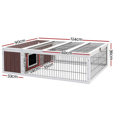 Wooden Rabbit Hutch Chicken Coop Run Cage Habitat House Outdoor Large