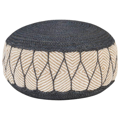 Woven/Knitted Pouffe Jute Cotton Blue