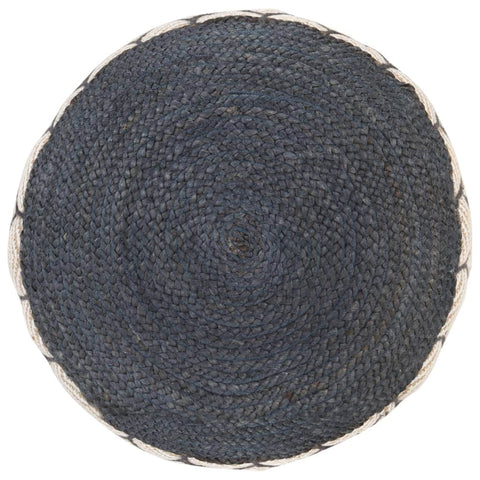 Woven/Knitted Pouffe Jute Cotton Blue