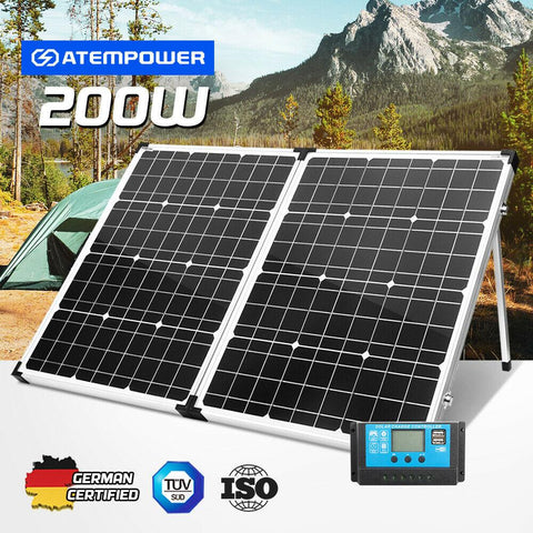 12V 200W Folding Solar Panel Kit Caravan Boat Camping Power Mono Charging Home