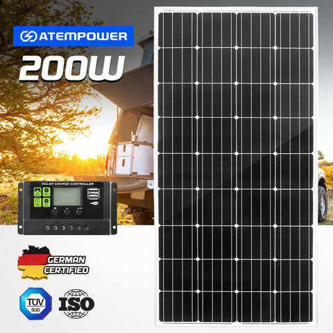 12V 200W Solar Panel Kit Mono Fixed Caravan Camping Power Battery Charging